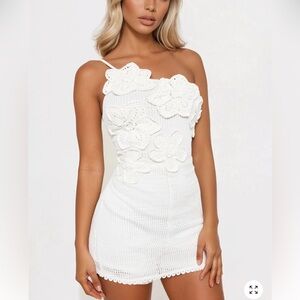 Fashion Nova White Strapless Floral Dress